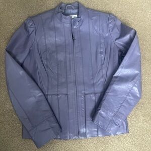 Newport News Purple Leather Peplum Jacket